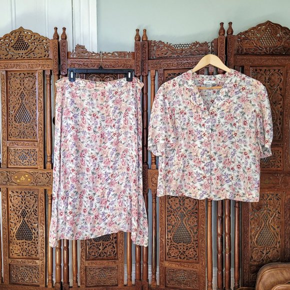 Vintage Dresses & Skirts - Vintage 90s Spring Floral Skirt Set - Large -  Lise J. Floral